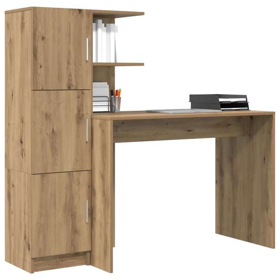 vidaXL Bureau Artisan Eiken 133.5 x 50 x 124 cm 2 st Bruin