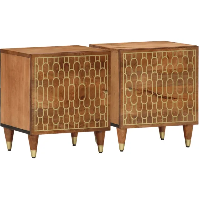 vidaXL Nachtkastjes 2 st 40x33x46 cm massief mangohout bruin