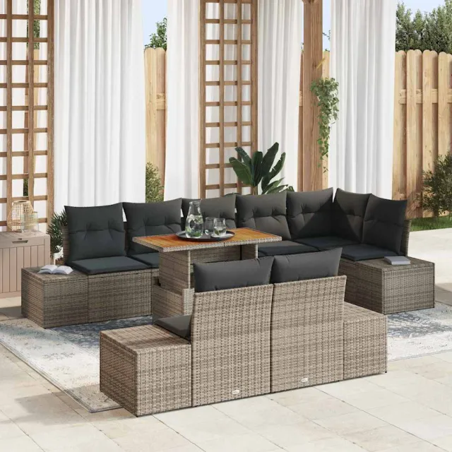 vidaXL Tuin Sofa Set 9 st Grijs poly rattan, foto 2