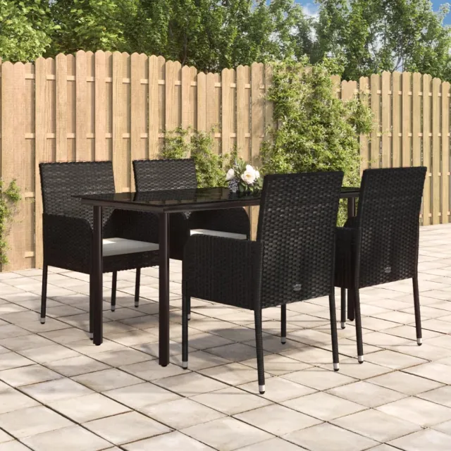 vidaXL 5-delige Tuinset met kussens poly rattan zwart, foto 2