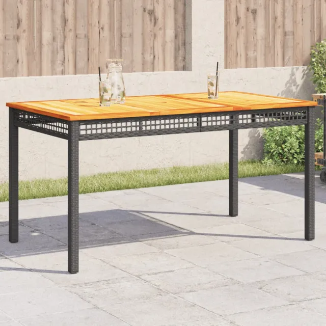 vidaXL Tuintafel 140x80x75 cm poly rattan en acaciahout zwart, foto 2