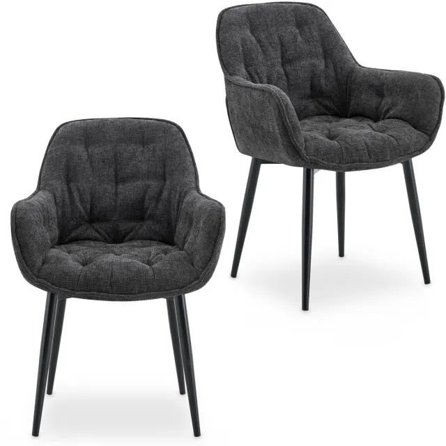 IDIMEX Eetkamerstoelen ARDEN, set van 2 – antraciet grijs