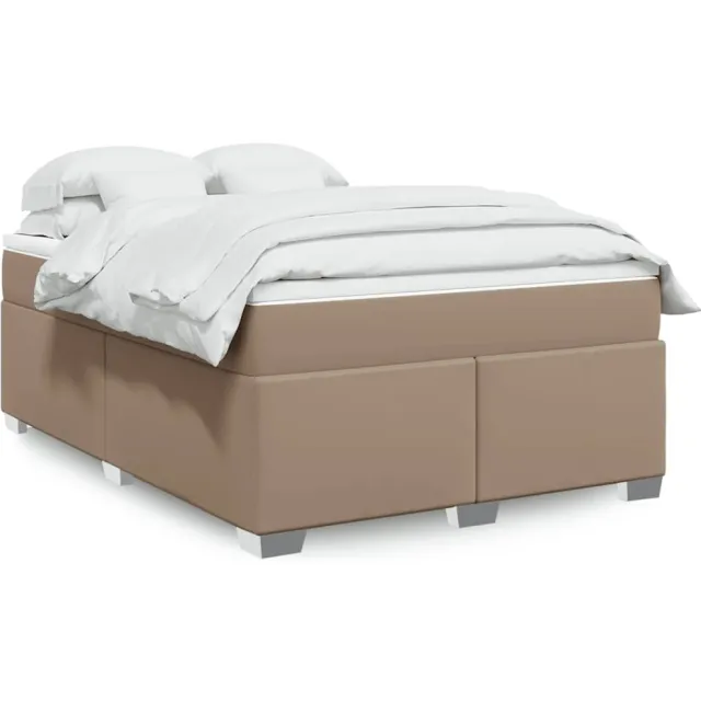 vidaXL Boxspring met matras kunstleer cappuccinokleurig 140x190 cm bruin