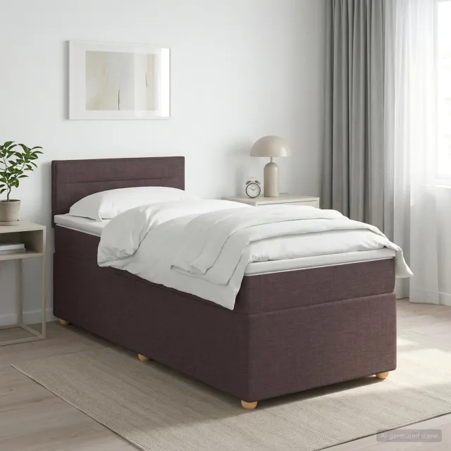 vidaXL Boxspringbed met matras Donkerbruin 90 x 200 cm Stof