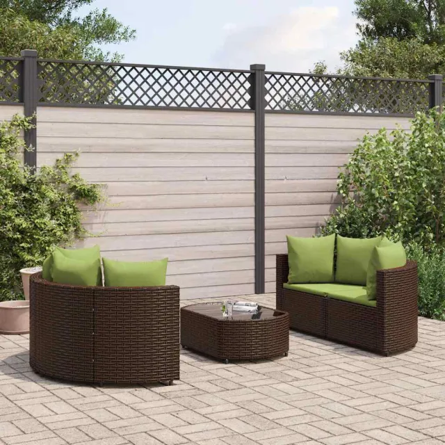 vidaXL 5-delige Loungeset met kussens poly rattan bruin, foto 2
