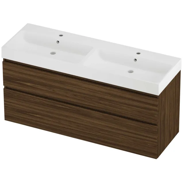 Proline Podium Badmeubelset Polystone Loft Dubbel 140x46x70 cm Mat White Cabana Oak Eiken