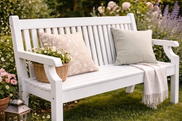 Rockwood® Parkbank Sandwick Kunststof -Nordic White 1.60 1.60m Naturel
