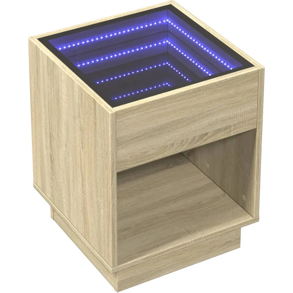 vidaXL Salontafel met Infinity LED 40x40x50 cm sonoma eikenkleurig, foto 4
