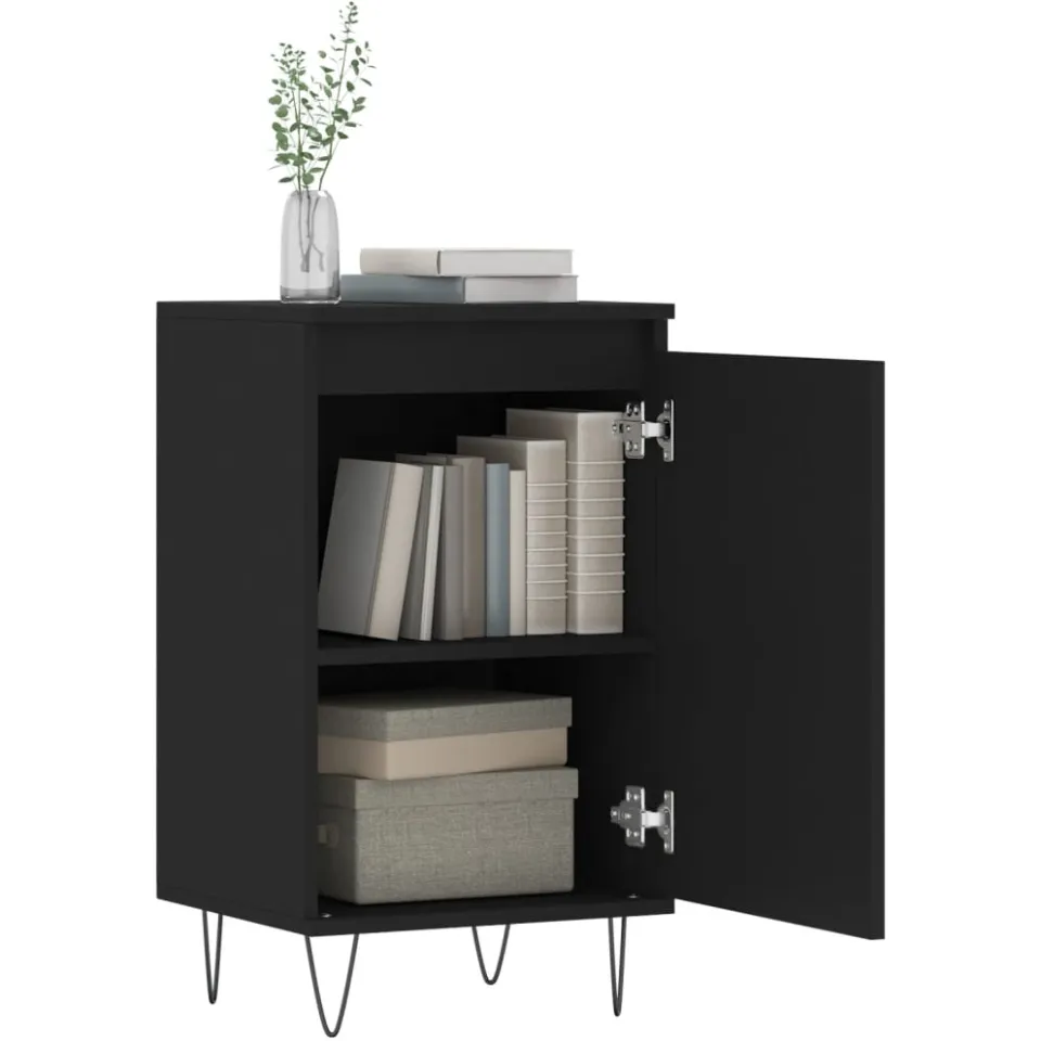 vidaXL Dressoirs 2 st 40x35x70 cm bewerkt hout zwart, foto 4