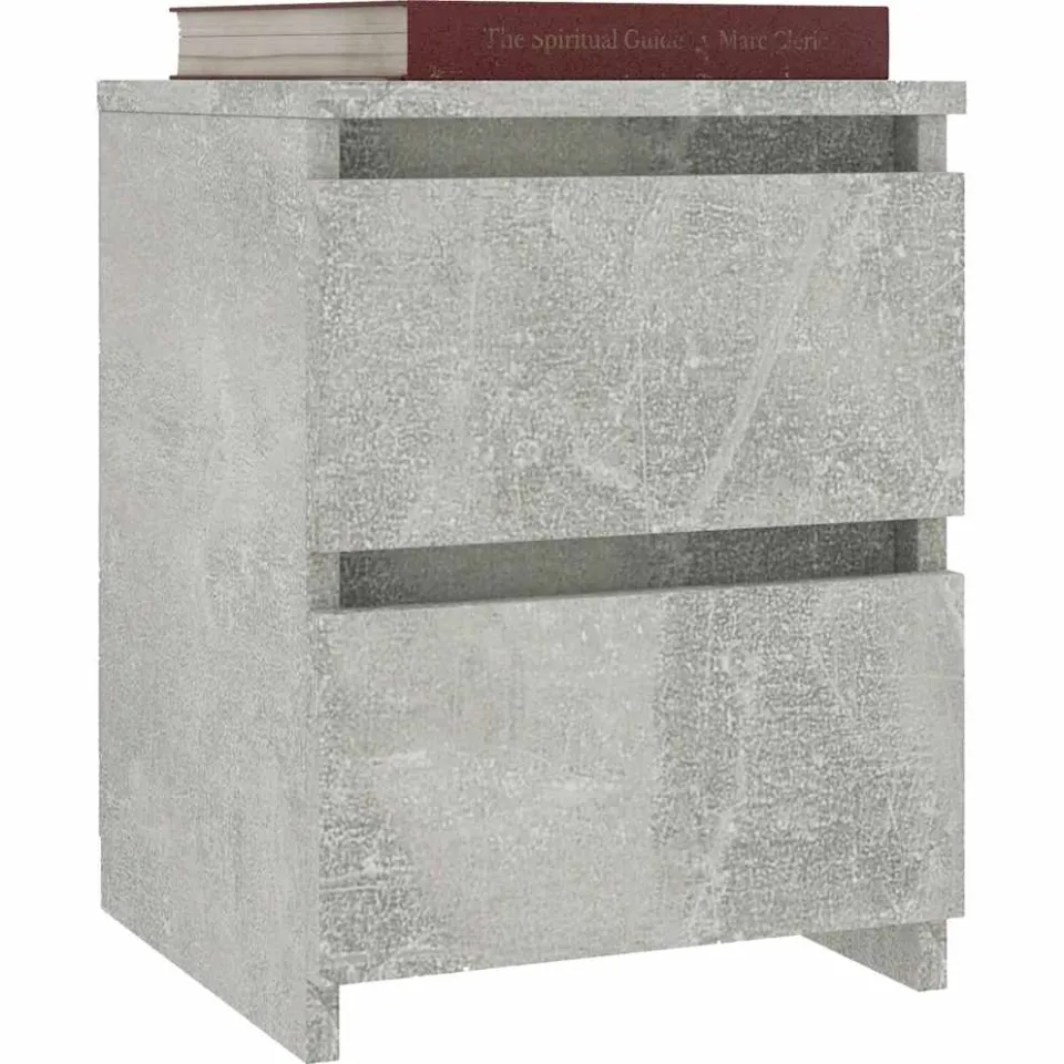 vidaXL Nachtkastjes 2 st 30x30x40 cm bewerkt hout betongrijs