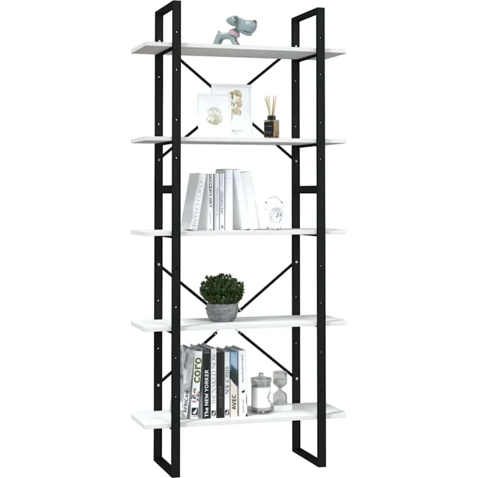 vidaXL Boekenkast met 5 schappen 80x30x175 cm grenenhout wit