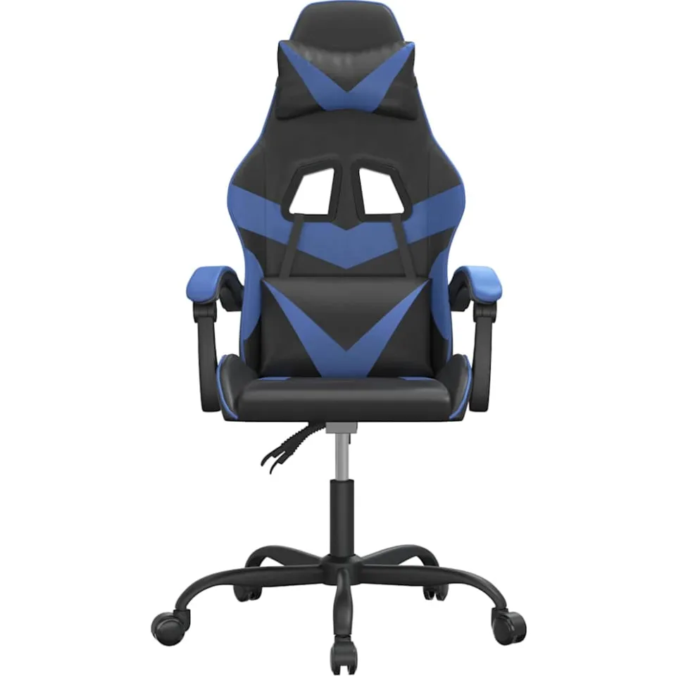 vidaXL Gamestoel draaibaar kunstleer zwart en blauw
