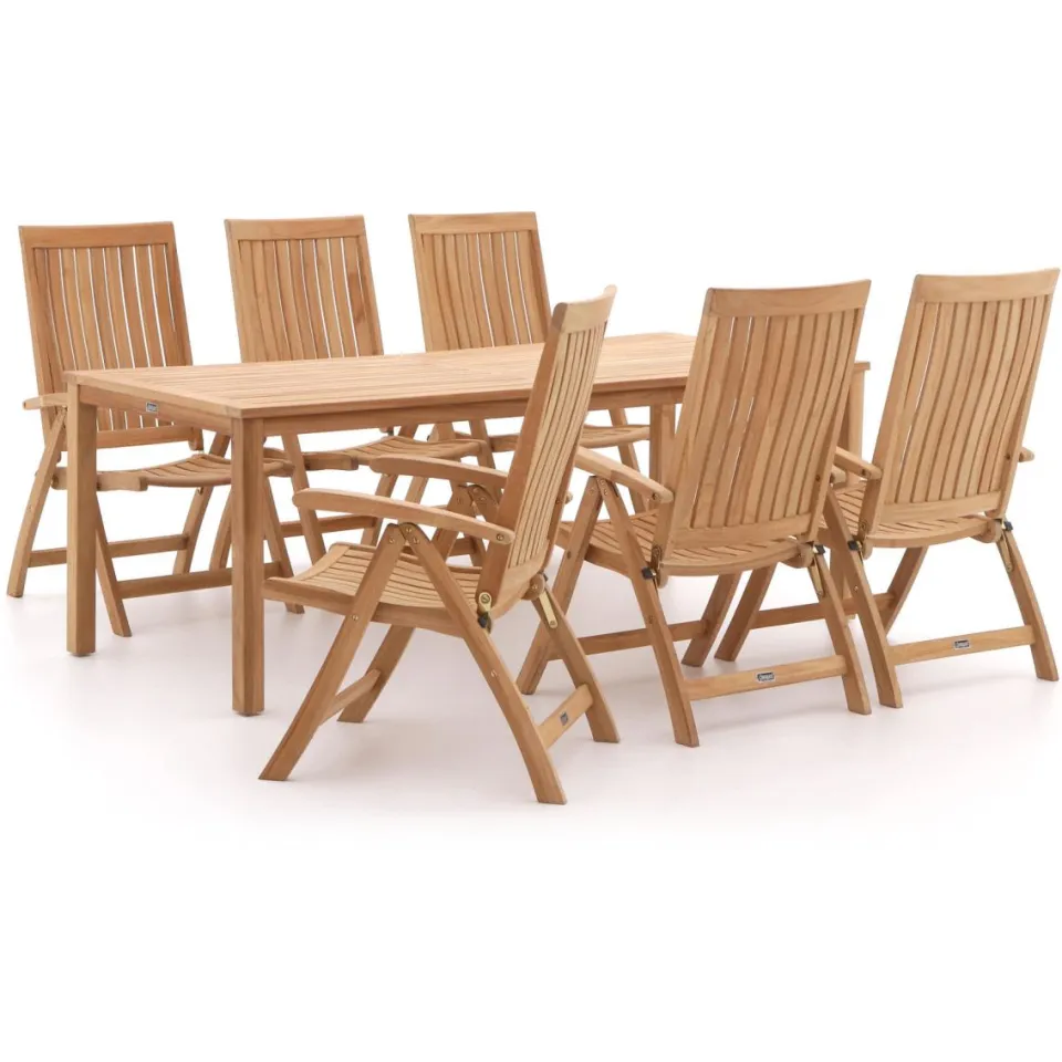 Sunyard Furniture Sunyard Oxford/Liverpool 210cm dining tuinset 7-delig verstelbaar Bruin
