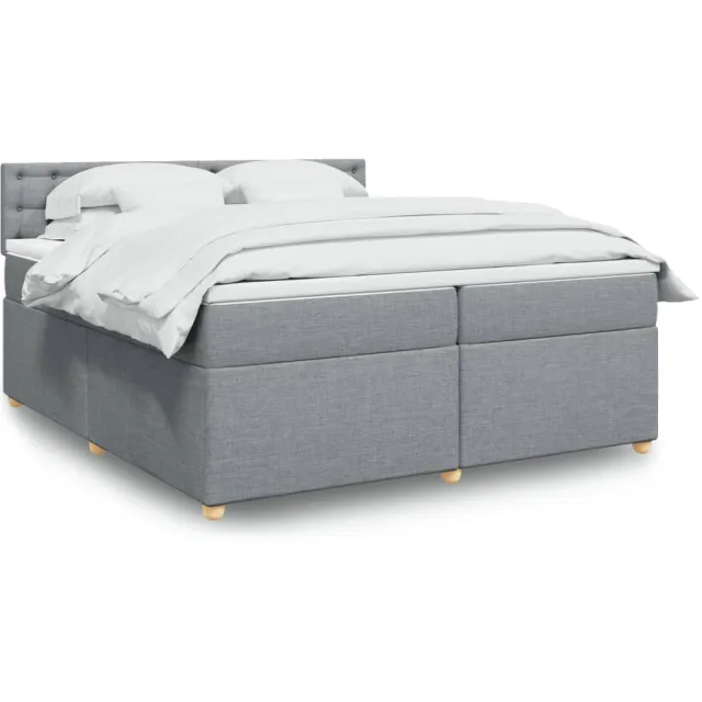 vidaXL Boxspring met matras stof lichtgrijs 200x200 cm grijs