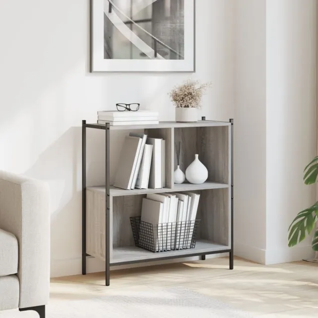 vidaXL Boekenkast 72x28x77,5 cm bewerkt hout grijs sonoma eikenkleur, foto 2