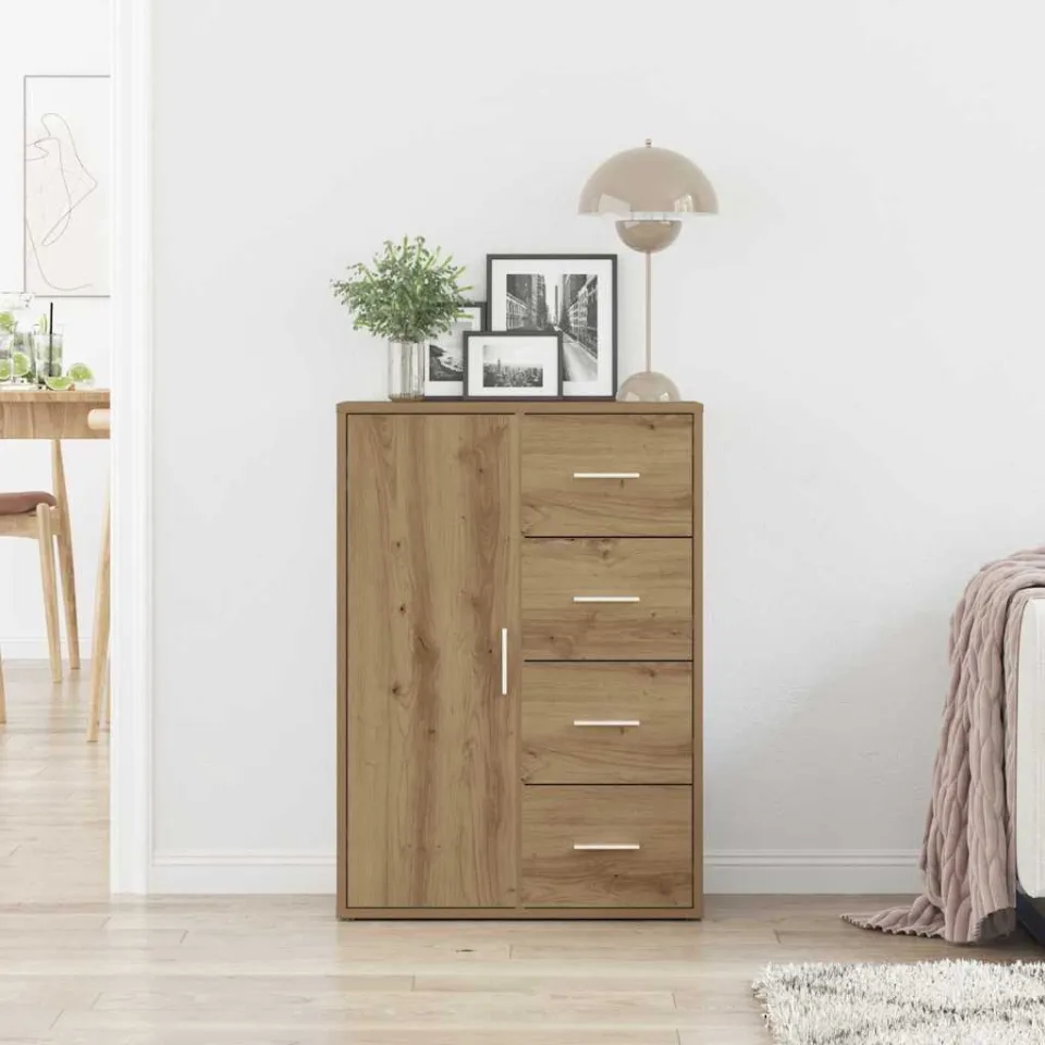 vidaXL Dressoir Artisan Eiken 60 x 31 x 84 cm Bewerkt hout, foto 3