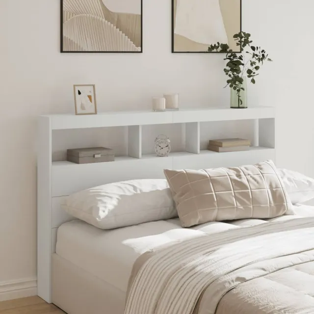 vidaXL Hoofdbordkast met LED-verlichting 160x17x102 cm wit