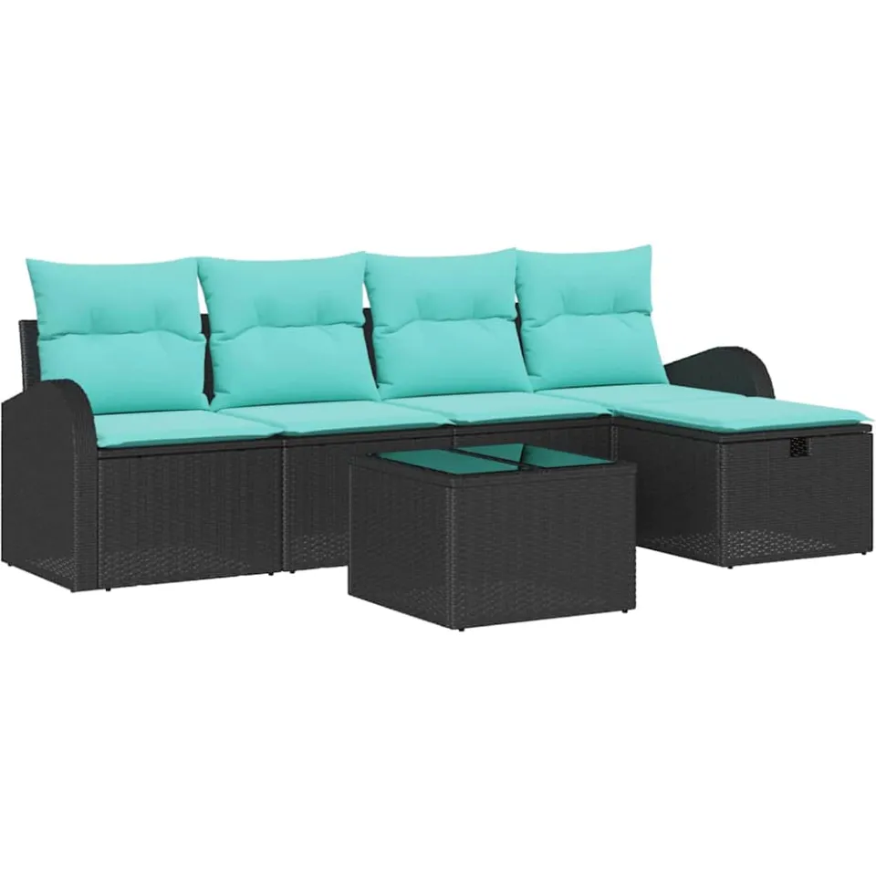vidaXL Tuin Sofa Set 6 st Zwart poly rattan