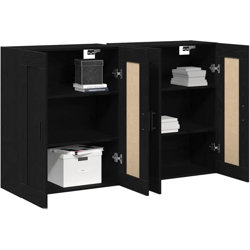 vidaXL Wandkast 2 st Artisan Eiken 69,5 x 34 x 90 cm Bewerkt hout Zwart