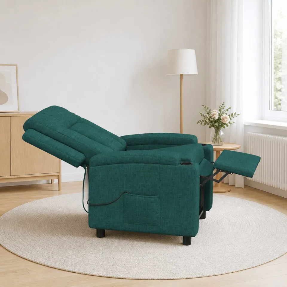 vidaXL Massage-relaxstoel Donkergroen 75 x 95 x 100 cm Stof bosgroen, foto 4