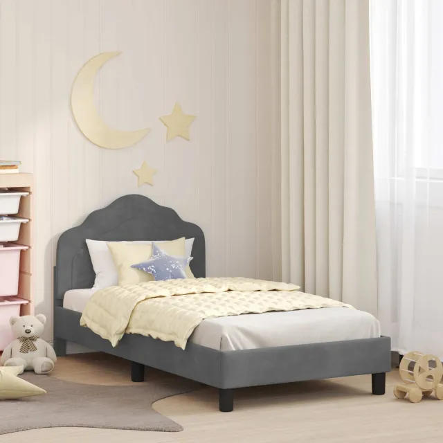 vidaXL Bedframe voor kinderen met hoofdbord Donkergrijs 80 x 160 cm