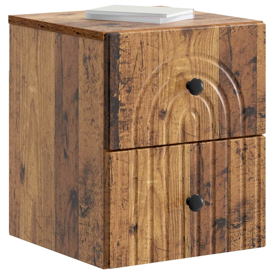 vidaXL Wandbeugel Bedkast 2 st Oud hout 33 x 34,5 x 40 cm Bewerkt hout Bruin