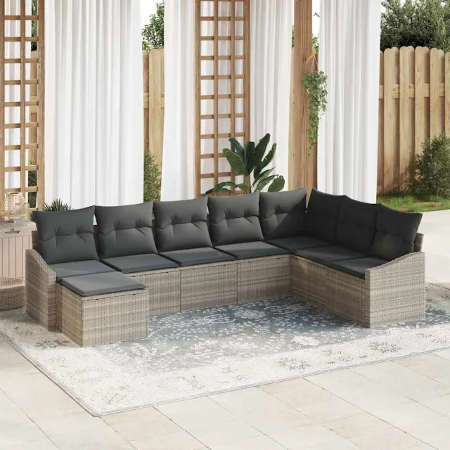 vidaXL Tuin Sofa Set 8 st Lichtgrijs poly rattan, foto 2