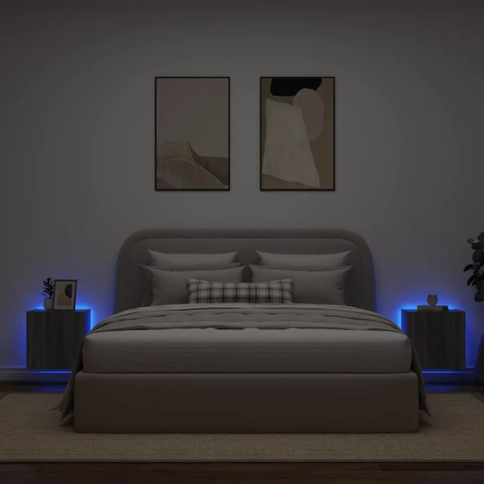 vidaXL Tv-wandmeubelen met LED 2 st 40,5x35x40 cm grijs sonoma eiken, foto 3