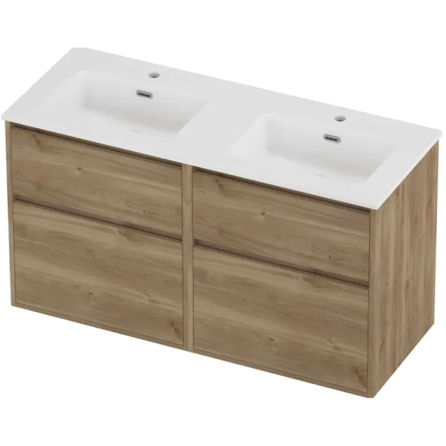 Proline Tribute Badmeubelset Porselein Elegant 4 Laden 120x46x67 cm Mat White Cider Oak Eiken