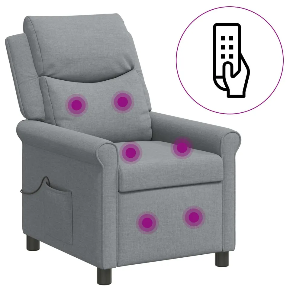 vidaXL Massage-relaxstoel Lichtgrijs 69 x 93 x 102 cm Stof, foto 2