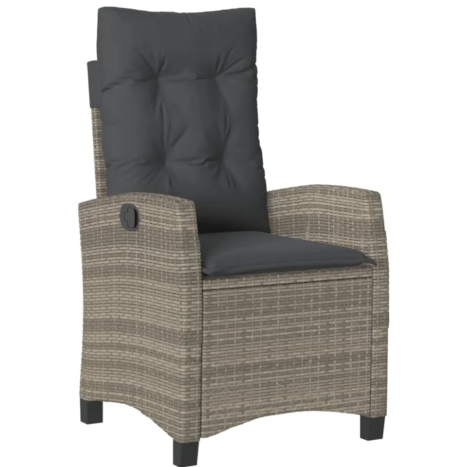vidaXL 5-delige Tuinset met kussens poly rattan grijs