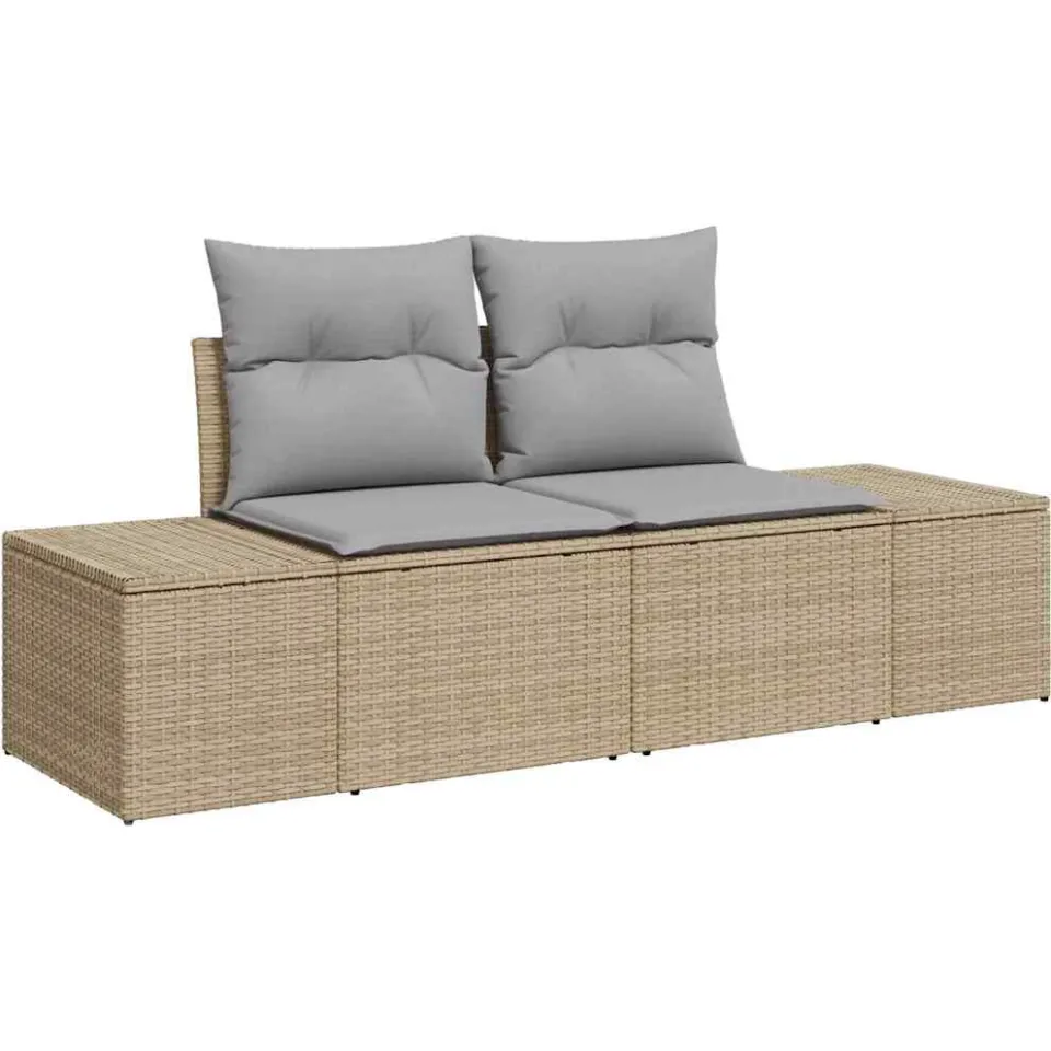 vidaXL Tuin Sofa Set 6 st Beige en Licht Grijs poly rattan, foto 4