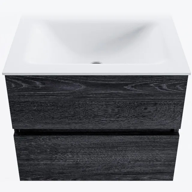 Mondiaz VICA 60cm badmeubel onderkast Antracite 2 lades. Wastafel CLOUD midden 1 kraangat, kleur Talc.