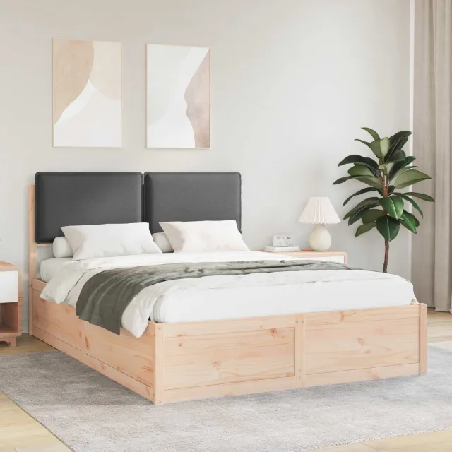 vidaXL Bedframe met Gevoerd Hoofdgedeelte Donkergrijs 135 x 190 cm