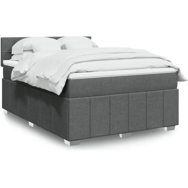 vidaXL Boxspring met matras stof donkergrijs 140x200 cm grijs