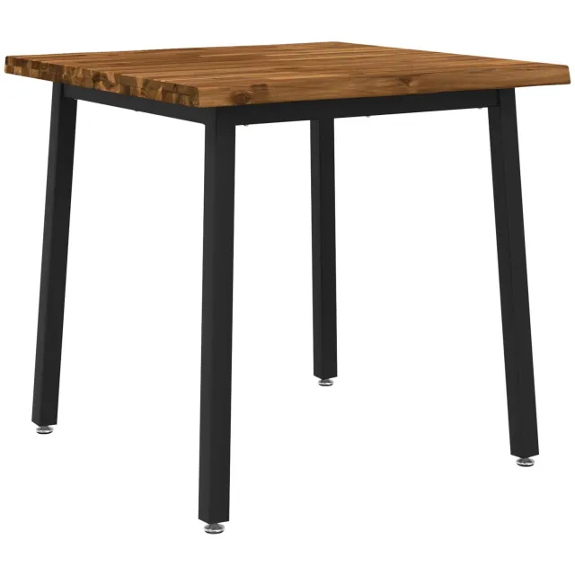 vidaXL Eettafel - met - levendige - rand - 80 - x - 80 - x - 75 - cm - Massief - Acacia - Hout Naturel en Zwart