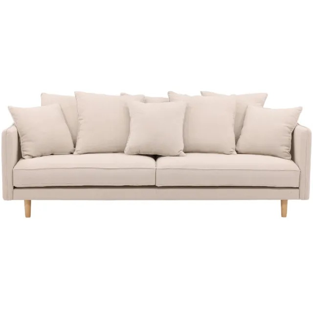 QUVIO Ivo Bank - Whitewash Beige Linnen - Scandinavisch Design - 3-zits Elegantie