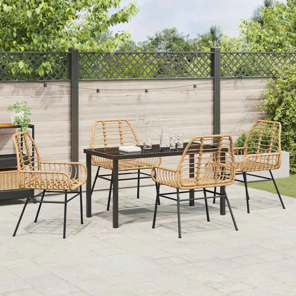 vidaXL Tuin eettafelset 5 st Bruin poly rattan, foto 3
