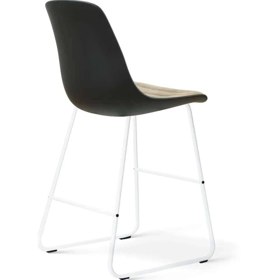 Nolon Nino-Liv barkruk zwart met nougatbruin zitkussen - wit onderstel - 65 cm, foto 3