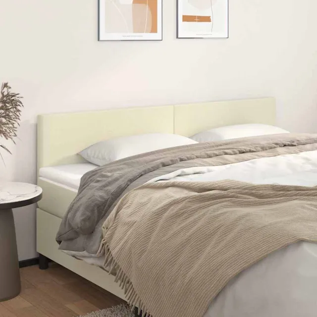 vidaXL Hoofdborden 200x5x78/88 cm kunstleer crèmekleurig