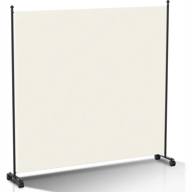 Famanu Inklapbaar kamerscherm als ruimteverdeler, vrijstaande scheidingswand op wieltjes, 1-delig, 187 x 181 cm, ideaal voor kleedkamers en kantoren Zwart