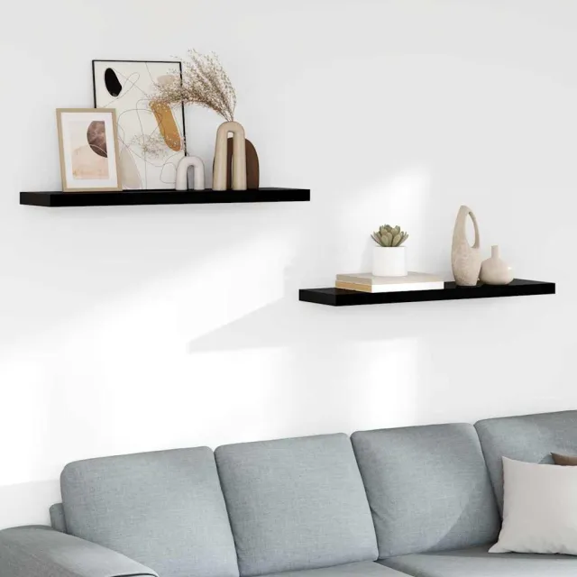 vidaXL Wandschappen zwevend 2 st 90x23,5x3,8 cm MDF hoogglans zwart