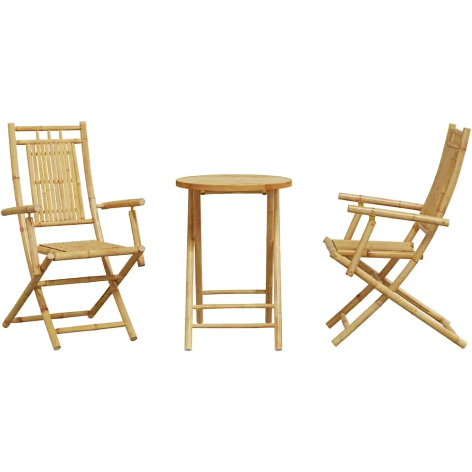 vidaXL 3-delige Bistroset bamboe Bruin