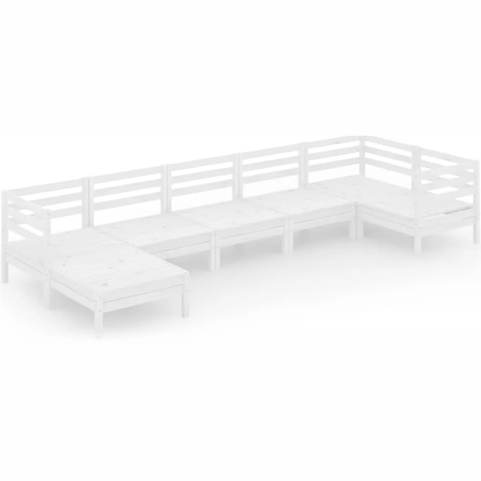 vidaXL 7-delige Loungeset massief grenenhout wit, foto 3