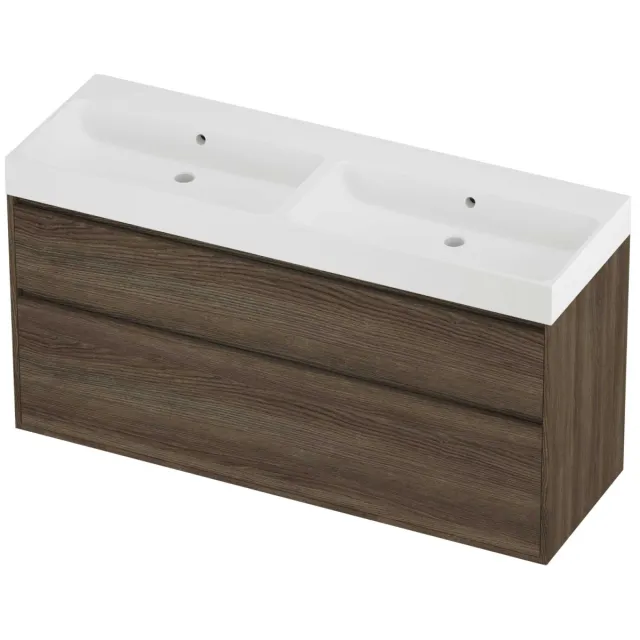 Proline Podium Badmeubelset Polystone Loft 140x46x75 cm Mat White Vital Oak Eiken