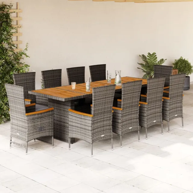 vidaXL 11-delige Tuinset met kussens poly rattan grijs, foto 2
