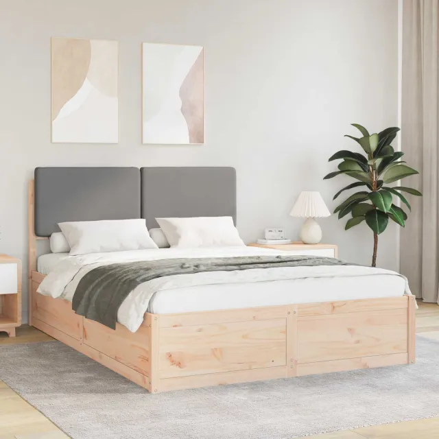 vidaXL Bedframe met Gevoerd Hoofdgedeelte Lichtgrijs 160 x 200 cm