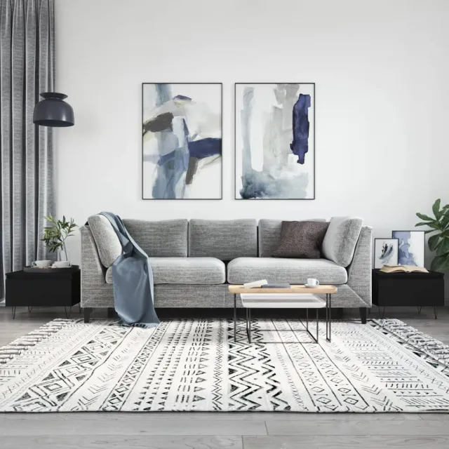 vidaXL Salontafels 2 st 50x46x35 cm bewerkt hout zwart, foto 2