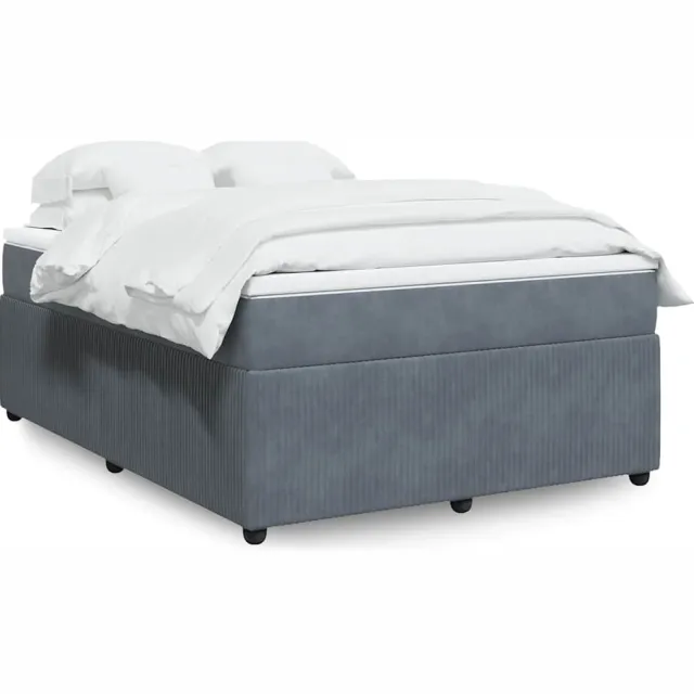 vidaXL Boxspring met matras fluweel donkergrijs 140x200 cm grijs