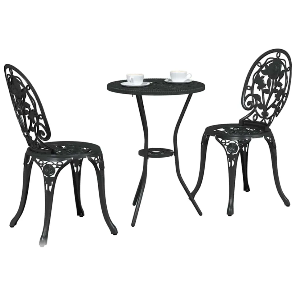 vidaXL Tuin Bistro Set 3 st Zwart Aluminium, foto 2